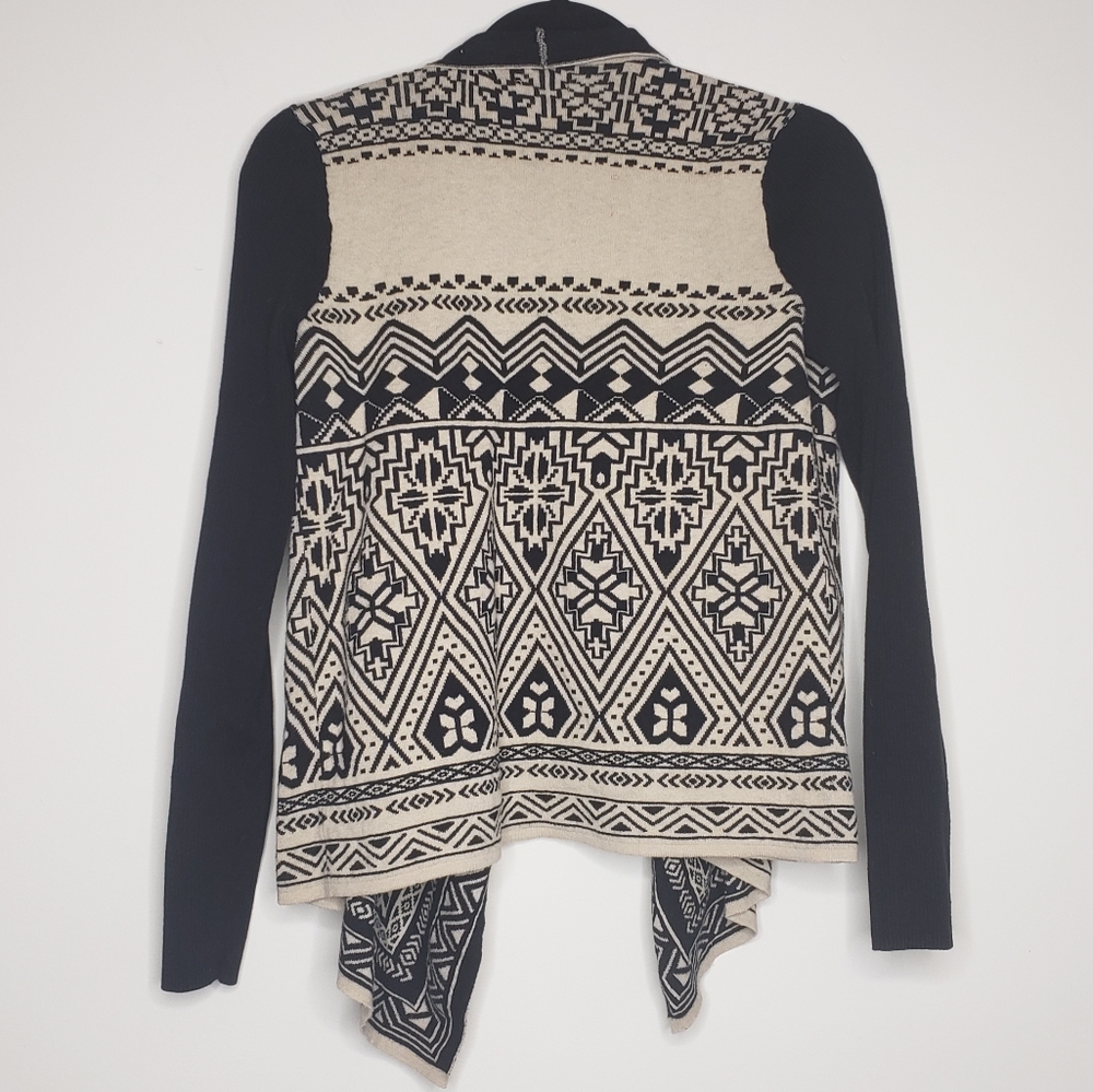 Lucky brand black tan cardigan Aztec, Boho, Indie Western Womans size medium - Picture 4 of 8